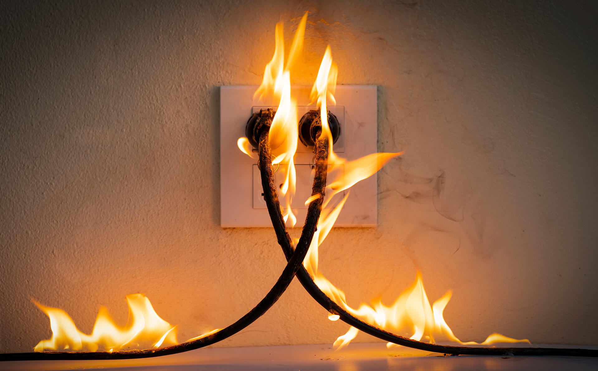 On fire electric wire plug receptacle wall partiti 2025 02 10 08 25 02 utc